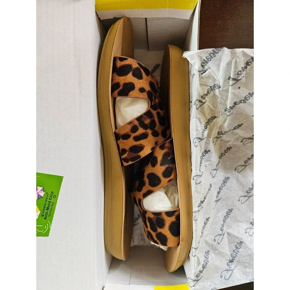 Forever Reina-1 Women Leopard Print H-Band Slide Sandals Open Toe Size 8 NEW